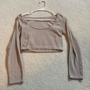 Garage Ribbed Tan Crop Top